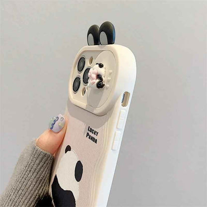 Cute 3D Ear Panda Phone Case for iPhone 15 Pro Max, 14, 13, 11, and 12 - Cover - Touchy Style