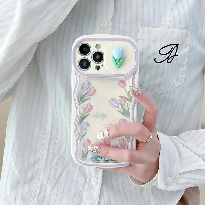 Cute 3D Flower Phone Case Cover Soft Bumper for iPhone 11, 12, 13, 14 Pro Max - Touchy Style .
