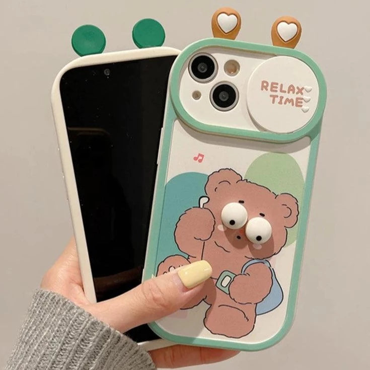Cute 3D Frog Bear Phone Case for iPhone 15 Pro Max, 14-13-11-12 - Touchy Style .