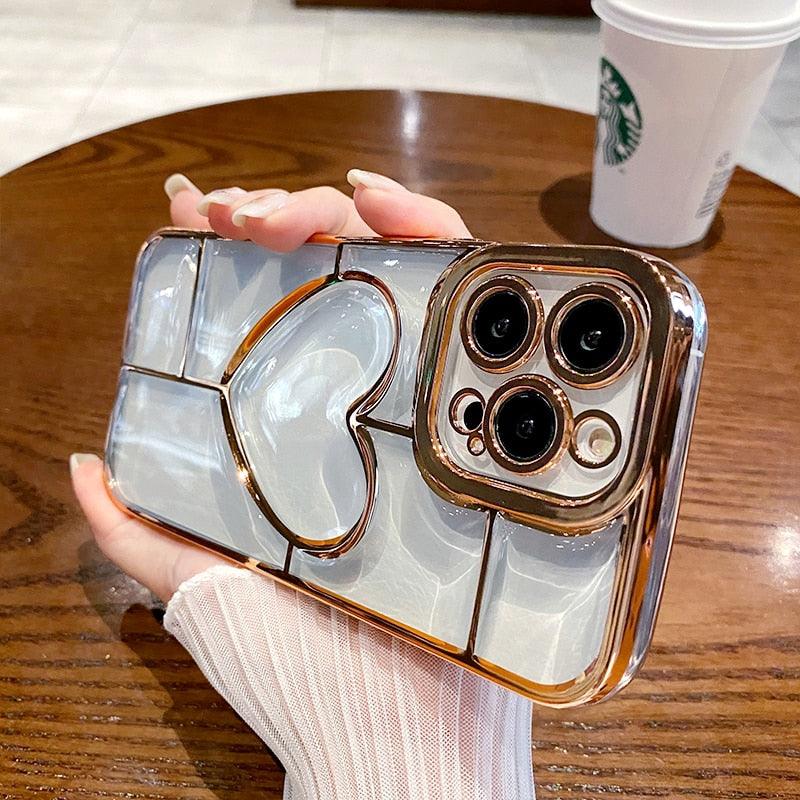 Cute 3D Heart Clear Phone Case for iPhone 14 Pro Max, 14 Plus, 13, 12, 11 Pro Max - Transparent Cover - Touchy Style .