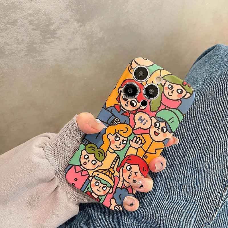 Cute Anime Graffiti Soft Phone Case - Funny Design for iPhone 14, 13 Pro Max, 12, 11, XS, XR, X - Touchy Style