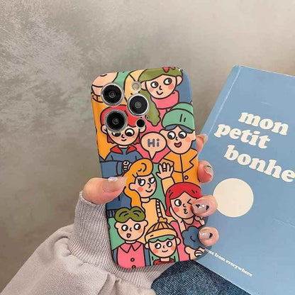 Cute Anime Graffiti Soft Phone Case - Funny Design for iPhone 14, 13 Pro Max, 12, 11, XS, XR, X - Touchy Style