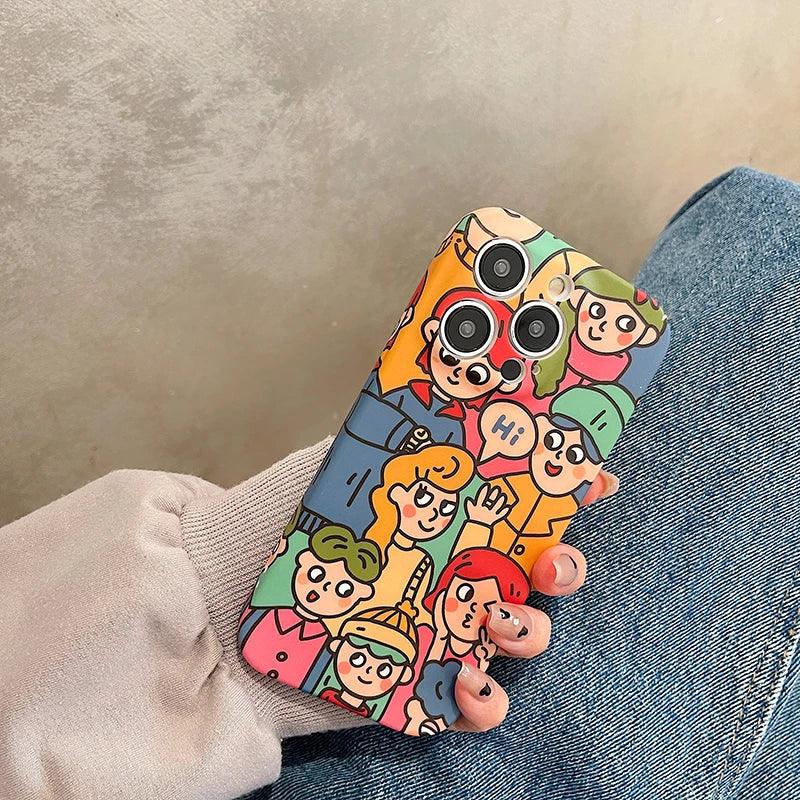 Cute Anime Graffiti Soft Phone Case - Funny Design for iPhone 14, 13 Pro Max, 12, 11, XS, XR, X - Touchy Style .
