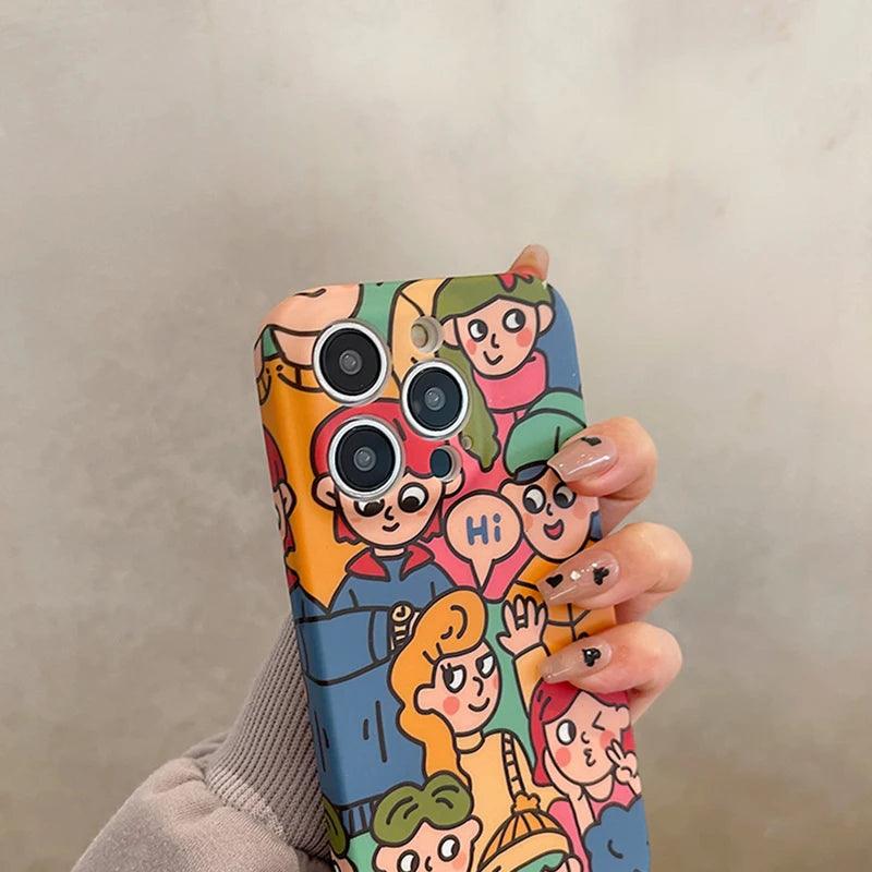 Cute Anime Graffiti Soft Phone Case - Funny Design for iPhone 14, 13 Pro Max, 12, 11, XS, XR, X - Touchy Style .