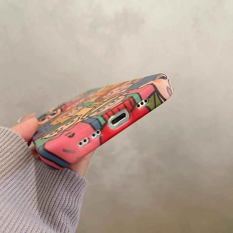 Cute Anime Graffiti Soft Phone Case - Funny Design for iPhone 14, 13 Pro Max, 12, 11, XS, XR, X - Touchy Style