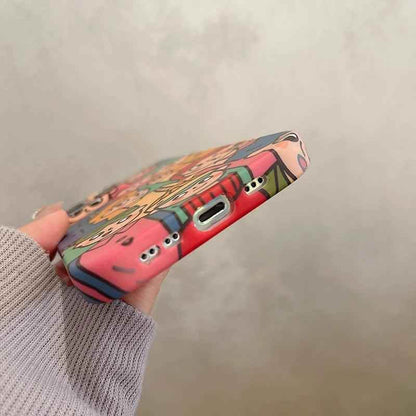 Cute Anime Graffiti Soft Phone Case - Funny Design for iPhone 14, 13 Pro Max, 12, 11, XS, XR, X - Touchy Style