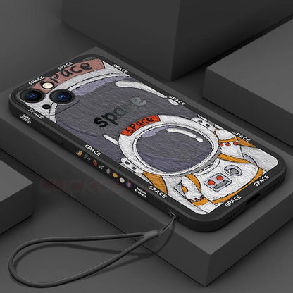 Cute Art Graffiti Astronaut Phone Case for iPhone 14 13 12 11 Pro Max Mini XS XR X 8 7 6 Plus - Touchy Style .