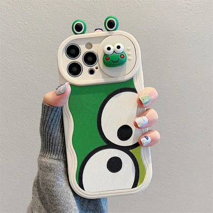 Cute Big Eyes Frog Wave Phone Case for iPhone 15 Pro Max, 14, 13, 11, 12 - Touchy Style .