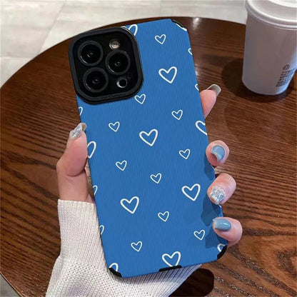 Cute Blue Hearts Phone Case for iPhone 11, 12, 13, 14 Pro Max, 15 Pro Max, X, XR, XS Max, 7, 8 Plus - Touchy Style .