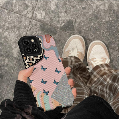 Cute Butterfly Spliced Leopard Phone Case for iPhone 13 12 11 14 Pro Max Mini 6 6S 7 8 Plus X XS XR - Stylish Protection! - Touchy Style .