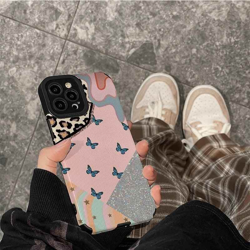 Cute Butterfly Spliced Leopard Phone Case for iPhone 13 12 11 14 Pro Max Mini 6 6S 7 8 Plus X XS XR - Stylish Protection! - Touchy Style