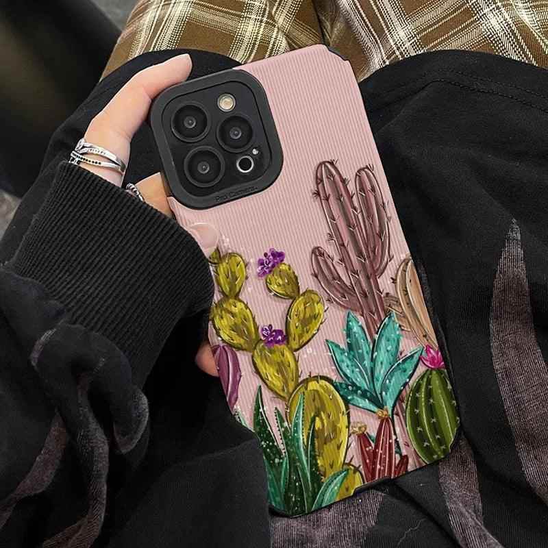 Cute Cactus Pattern Phone Case for iPhone 14, 13, 12, 11 Pro Max, X, XR, XS Max, 7, 8, 8 Plus, and 14 Plus - Touchy Style .