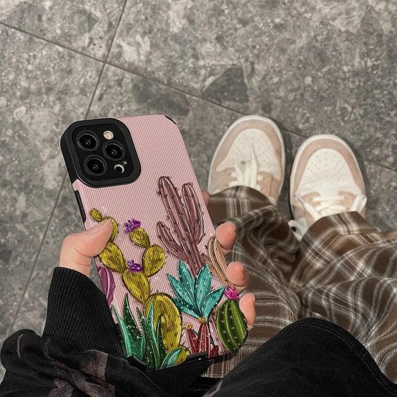 Cute Cactus Pattern Phone Case for iPhone 14, 13, 12, 11 Pro Max, X, XR, XS Max, 7, 8, 8 Plus, and 14 Plus - Touchy Style .