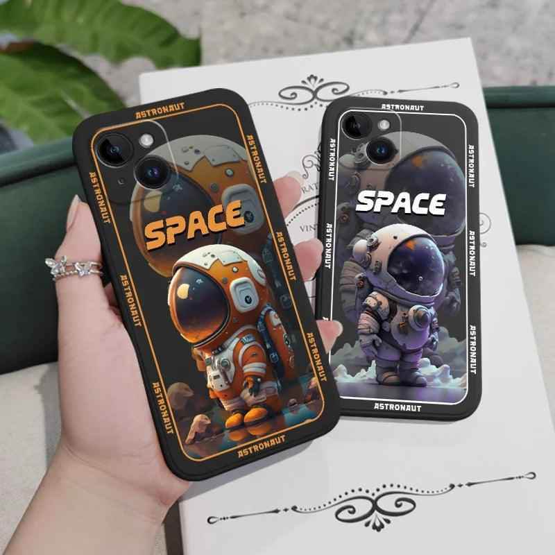 Cute Cartoon Astronaut Phone Case for iPhone 12, 11, 13, 14 Pro Max, X, XS, XR Plus - Touchy Style .