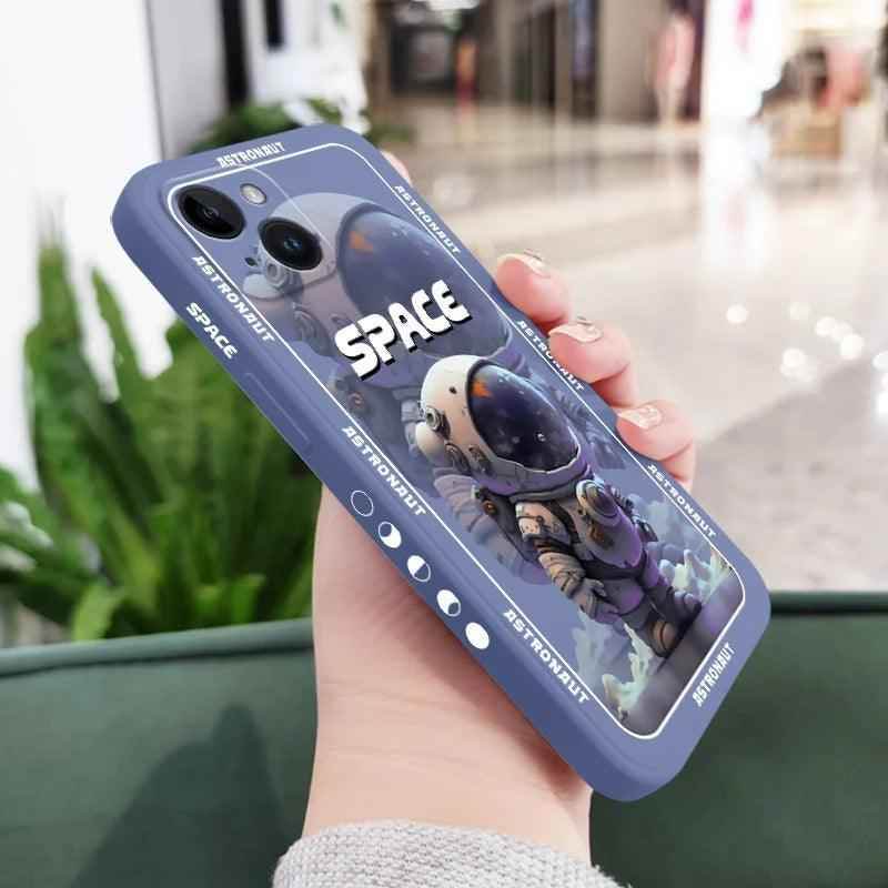 Cute Cartoon Astronaut Phone Case for iPhone 12, 11, 13, 14 Pro Max, X, XS, XR Plus - Touchy Style .