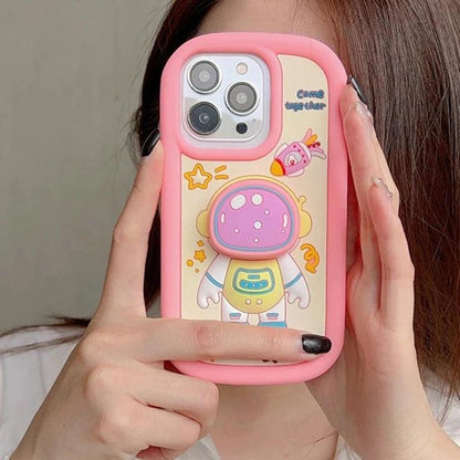 Cute Cartoon Astronaut Phone Case with Holder for iPhone 15, 14, 13, 12 Pro Max - Touchy Style .