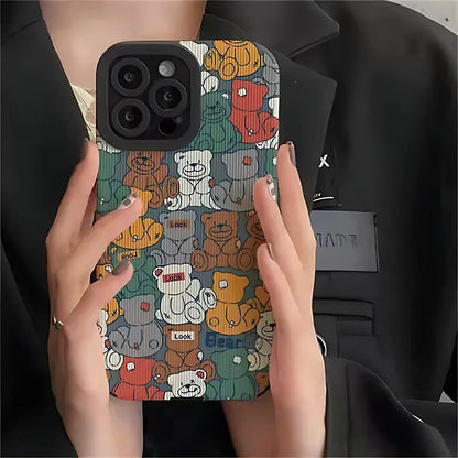 cute-cartoon-colored-bears-phone-case-for-iphone-6-se-7-8-x-xr-xs-11-12-13-14-pro-max-and-mini-protective-cover