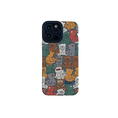 Cute Cartoon Colored Bears Phone Case for iPhone 6, SE, 7, 8, X, XR, XS, 11, 12, 13, 14, Pro Max, and Mini - Protective Cover