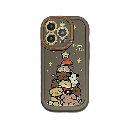 Cute Cartoon Dog Phone Case with Wrist Strap for iPhone 15-11 Pro Max - Touchy Style .