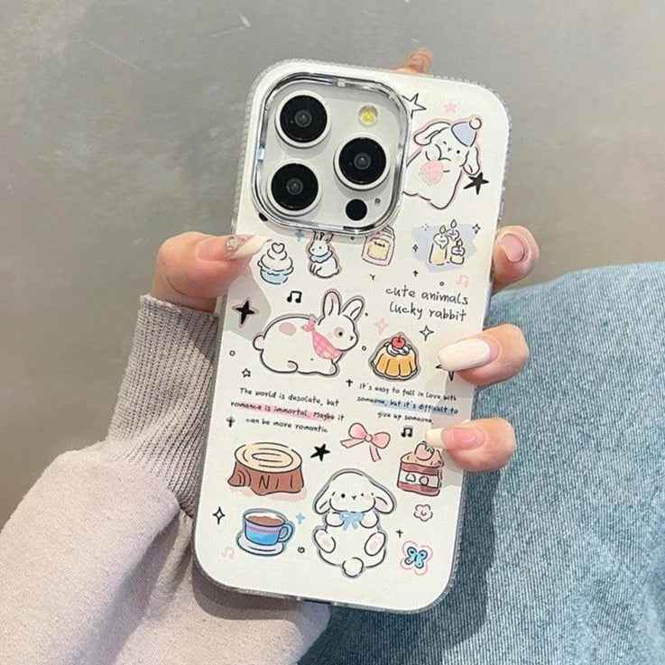 Cute Cartoon Lucky Rabbit Phone Case for iPhone 15 Pro Max, 14, 13, 11, 12, and 15 Plus - Touchy Style .