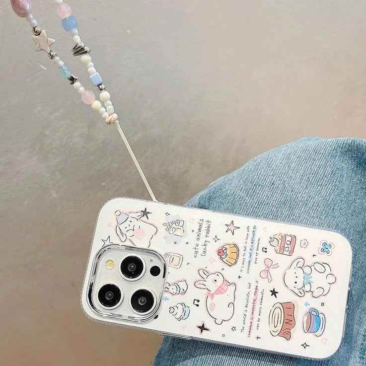 Cute Cartoon Lucky Rabbit Phone Case for iPhone 15 Pro Max, 14, 13, 11, 12, and 15 Plus - Touchy Style .