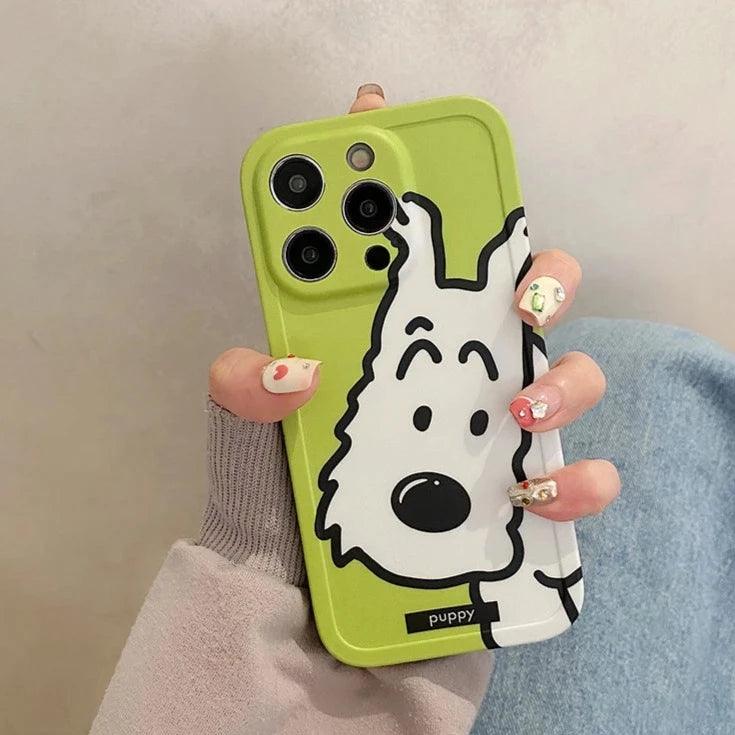 Cute Cartoon Puppy Dog Phone Case for iPhone 15 Pro Max, 14, 13, 12 - Touchy Style .