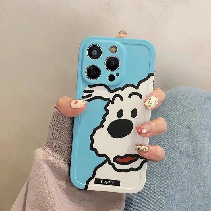Cute Cartoon Puppy Dog Phone Case for iPhone 15 Pro Max, 14, 13, 12 - Touchy Style .