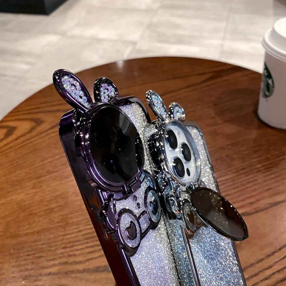 Cute Cartoon Rabbit Glitter Phone Cases for iPhone 14, 13, and 12 Pro Max: Stylish Covers - Touchy Style