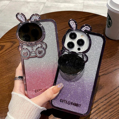 Cute Cartoon Rabbit Glitter Phone Cases for iPhone 14, 13, and 12 Pro Max: Stylish Covers - Touchy Style .