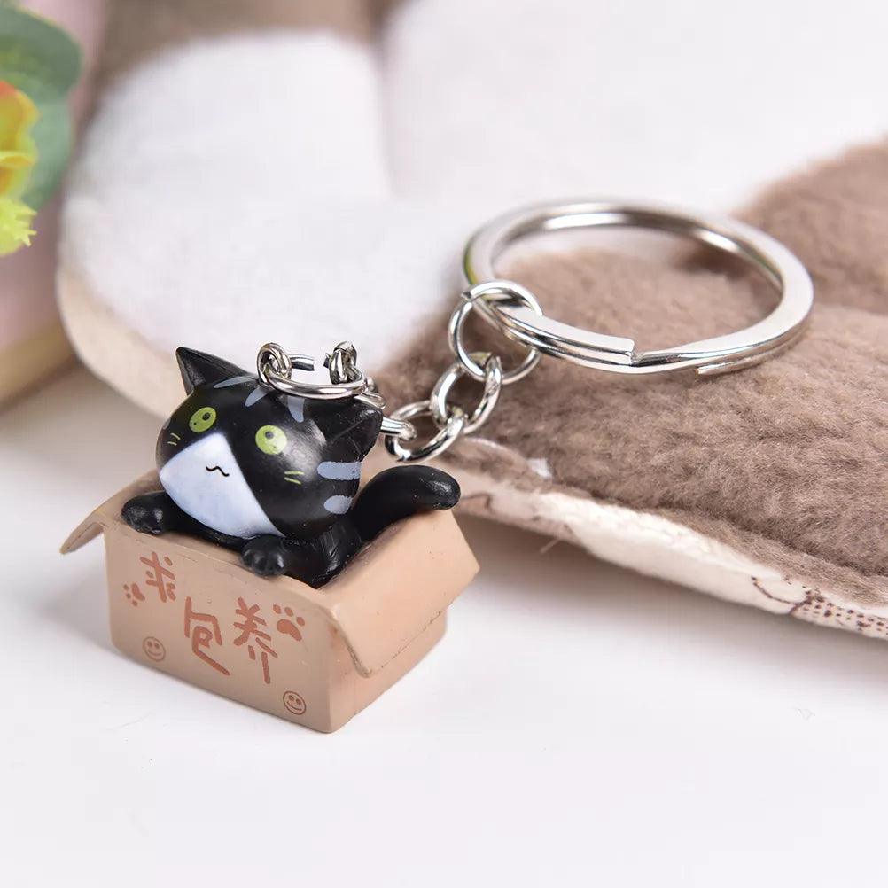 Cute Cat Box Unique Keychain for Bags, Suitable for all Genders - A009 - Touchy Style .