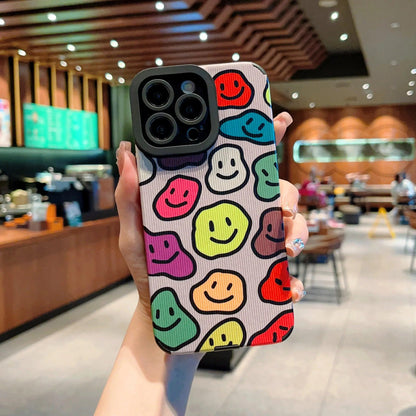 Cute Colorful Smiley Phone Case Cover for iPhone 15, 14, 13, 12, 11 Pro Max, X, Xs Max, XR, 7, 8 Plus, SE 2020 - Touchy Style .