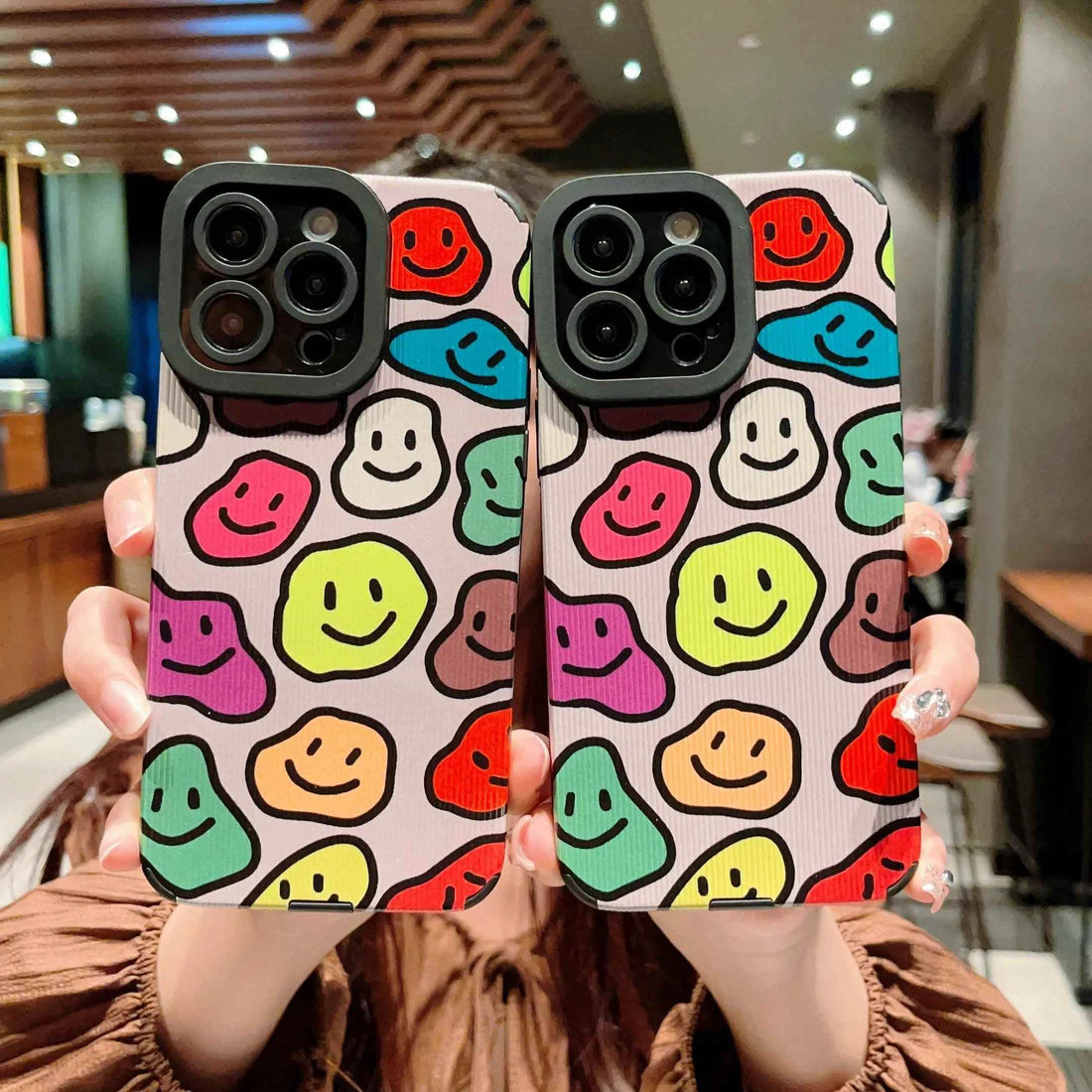 Cute Colorful Smiley Phone Case Cover for iPhone 15, 14, 13, 12, 11 Pro Max, X, Xs Max, XR, 7, 8 Plus, SE 2020 - Touchy Style .