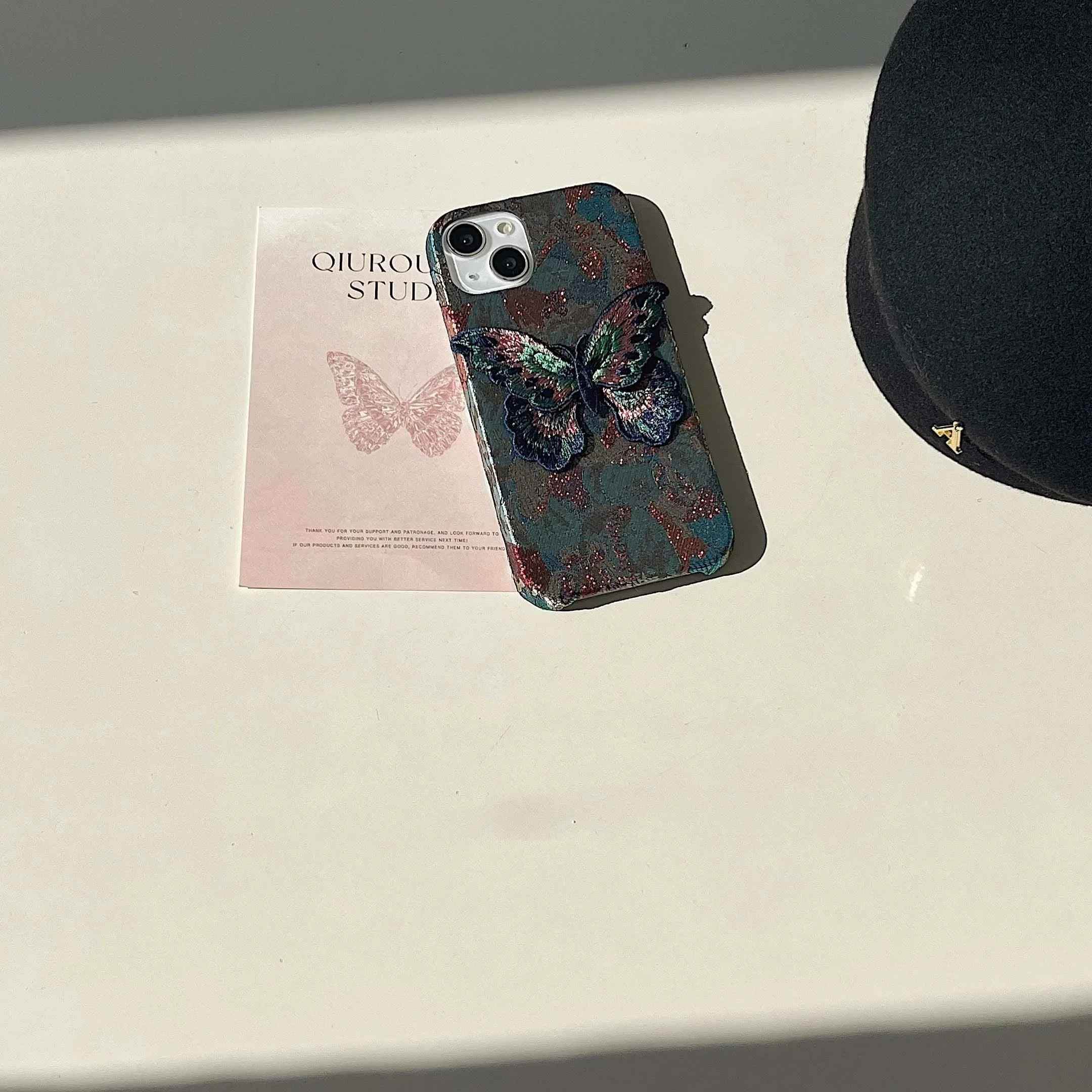 Cute Fabric Butterfly Phone Case for iPhone 15 Pro Max, 14, 13, 11, 12 - Touchy Style