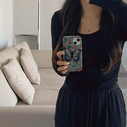 Cute Fabric Butterfly Phone Case for iPhone 15 Pro Max, 14, 13, 11, 12 - Touchy Style