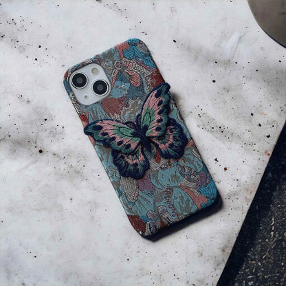 Cute Fabric Butterfly Phone Case for iPhone 15 Pro Max, 14, 13, 11, 12 - Touchy Style