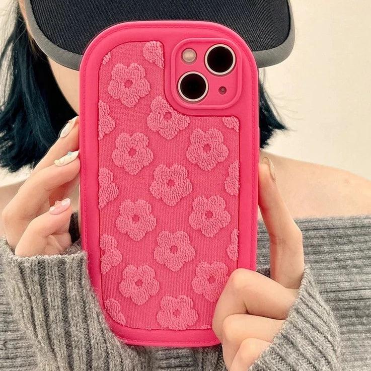 Cute Floral Embroidery Phone Case for iPhone 11, 12, 13, 14, 15, Pro Max, and Plus Models - Touchy Style .