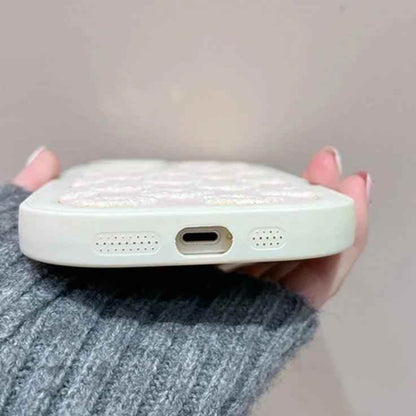 Cute Floral Embroidery Phone Case for iPhone 11, 12, 13, 14, 15, Pro Max, and Plus Models - Touchy Style .