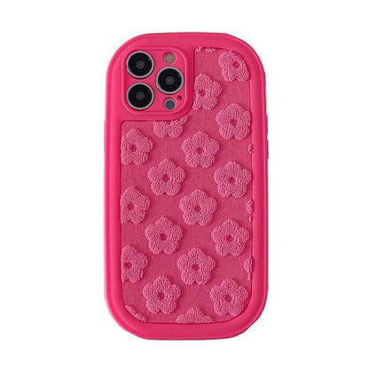 Cute Floral Embroidery Phone Case for iPhone 11, 12, 13, 14, 15, Pro Max, and Plus Models - Touchy Style