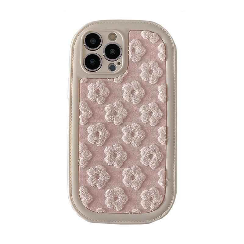 Cute Floral Embroidery Phone Case for iPhone 11, 12, 13, 14, 15, Pro Max, and Plus Models - Touchy Style