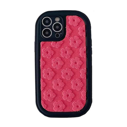 Cute Floral Embroidery Phone Case for iPhone 11, 12, 13, 14, 15, Pro Max, and Plus Models - Touchy Style