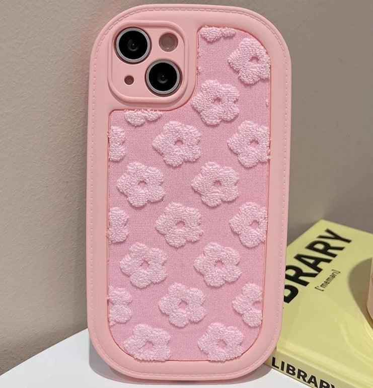 Cute Floral Embroidery Phone Case for iPhone 11, 12, 13, 14, 15, Pro Max, and Plus Models - Touchy Style