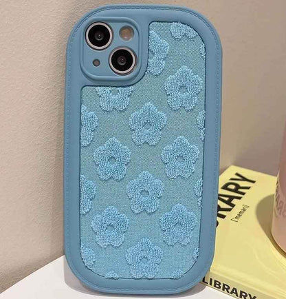 Cute Floral Embroidery Phone Case for iPhone 11, 12, 13, 14, 15, Pro Max, and Plus Models - Touchy Style