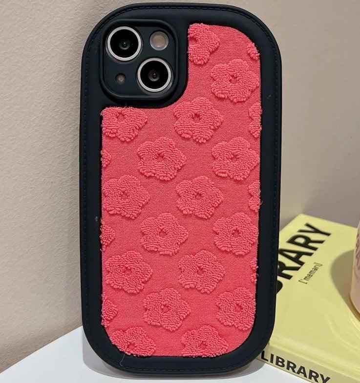 Cute Floral Embroidery Phone Case for iPhone 11, 12, 13, 14, 15, Pro Max, and Plus Models - Touchy Style .