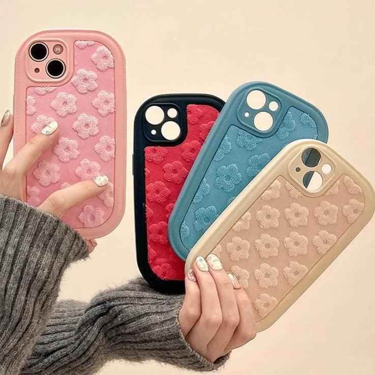 Cute Floral Embroidery Phone Case for iPhone 11, 12, 13, 14, 15, Pro Max, and Plus Models - Touchy Style .