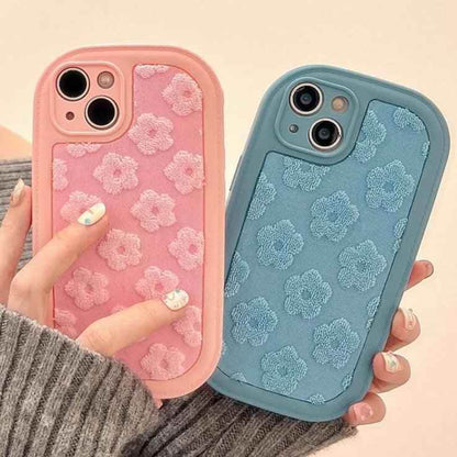 Cute Floral Embroidery Phone Case for iPhone 11, 12, 13, 14, 15, Pro Max, and Plus Models - Touchy Style