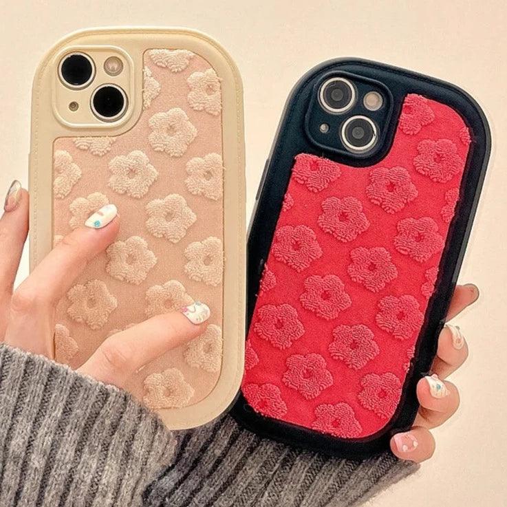 Cute Floral Embroidery Phone Case for iPhone 11, 12, 13, 14, 15, Pro Max, and Plus Models - Touchy Style .