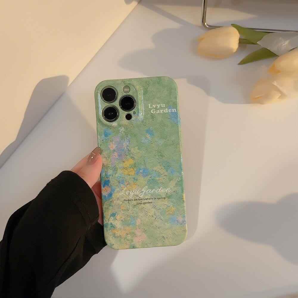 Cute Garden Flowers Oil Painting Phone Case for iPhone 14, 13, 12, 11 Pro Max, XR, XS, 7, 8, and 14 Plus - Touchy Style