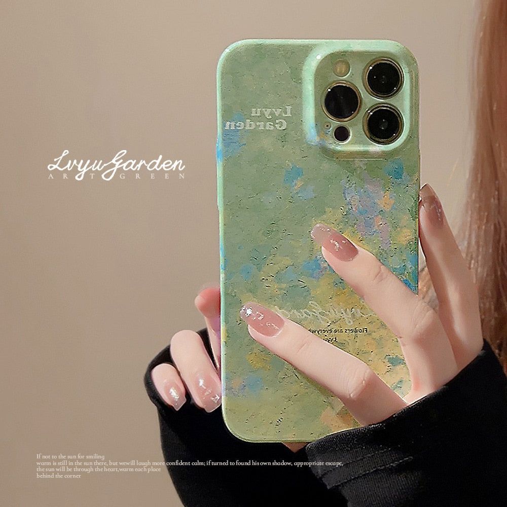 Cute Garden Flowers Oil Painting Phone Case for iPhone 14, 13, 12, 11 Pro Max, XR, XS, 7, 8, and 14 Plus - Touchy Style .
