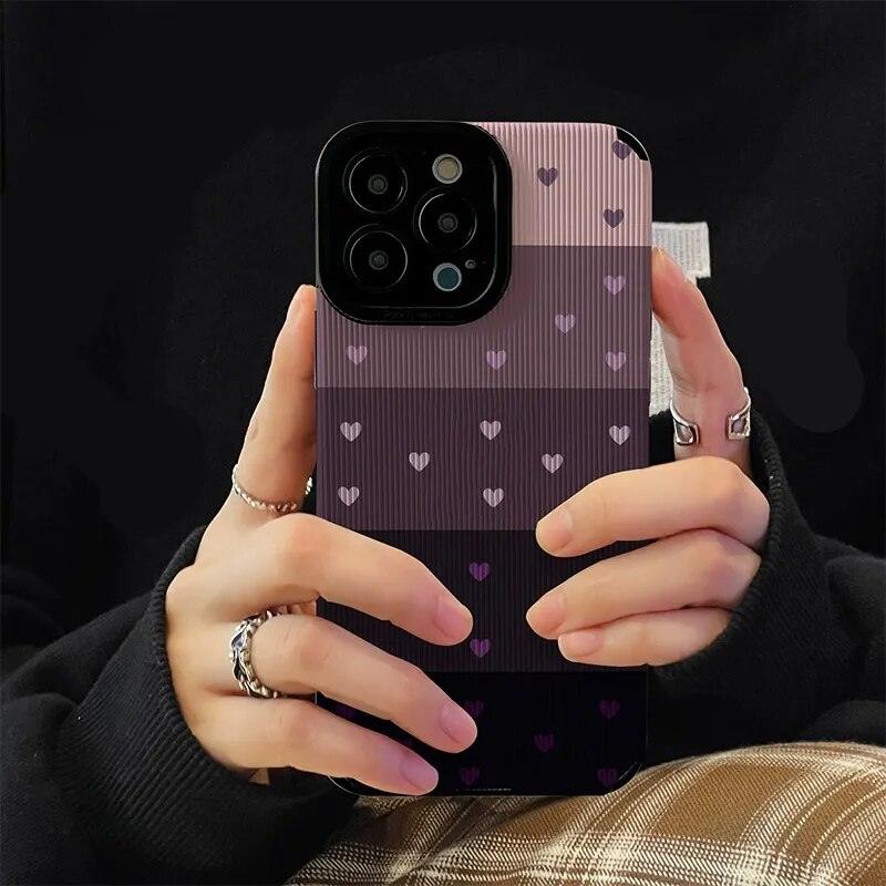 For iPhone 13 Pro Max 12 11 XS XR 8 7 Glitter Bling Heart Love Ring Square  Case