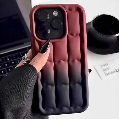 Cute Gradient Lattice Bread Pattern Phone Case for iPhone 14 Pro, 13, 12 Pro Max, and 11 - Touchy Style .